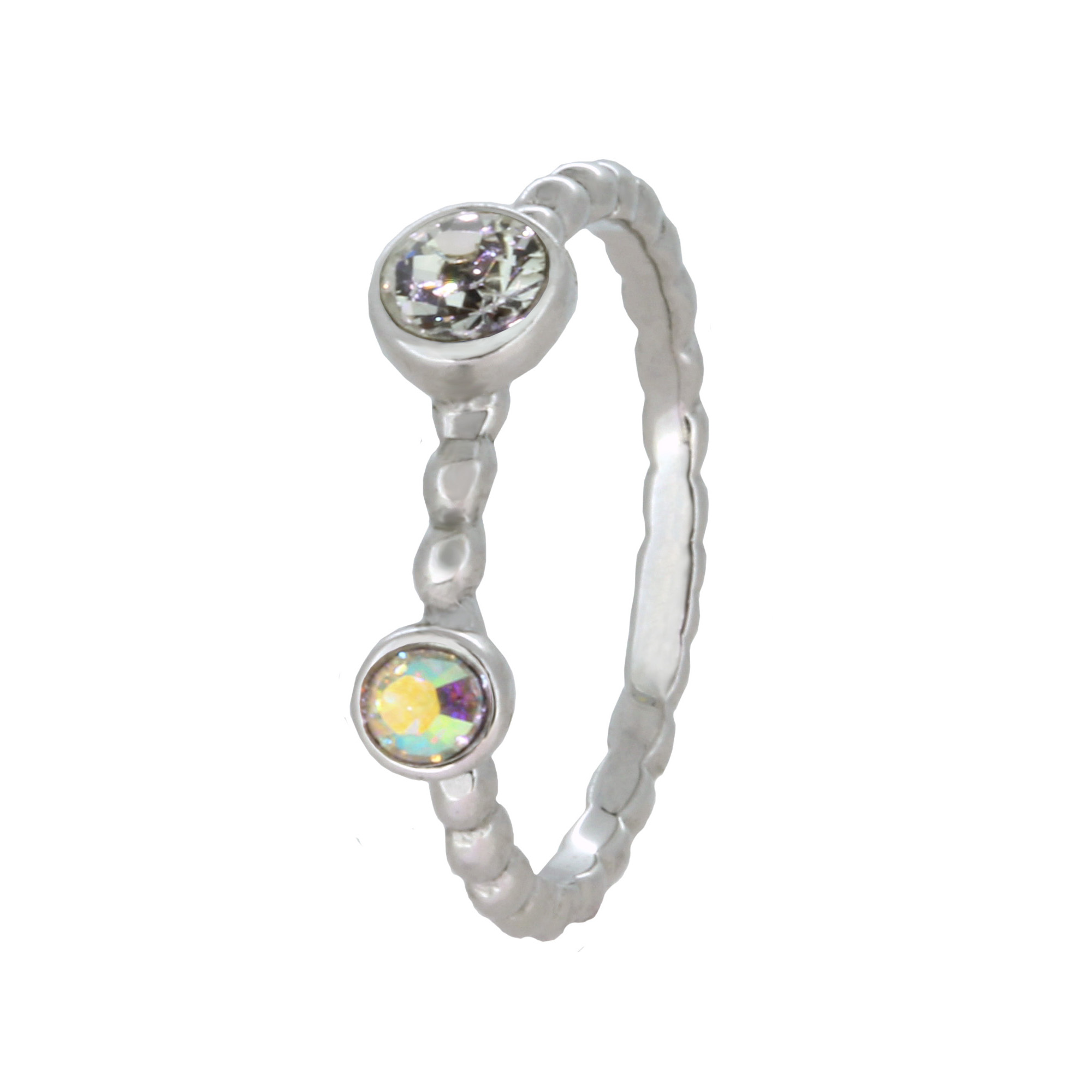 Stackable Ring, Crystal/Aurora Borealis Swarovski Crystals