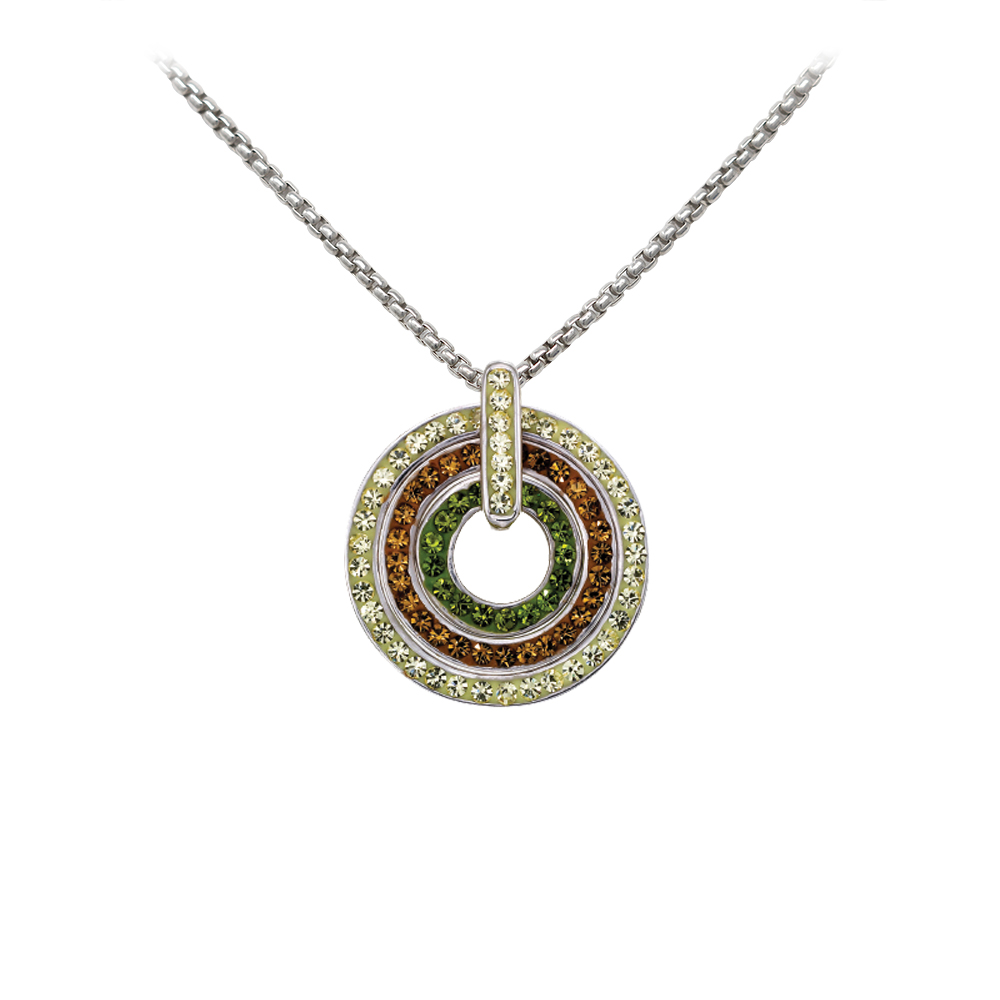 Sterling Silver Multicolor Crystal Necklace, 16-18" Adj