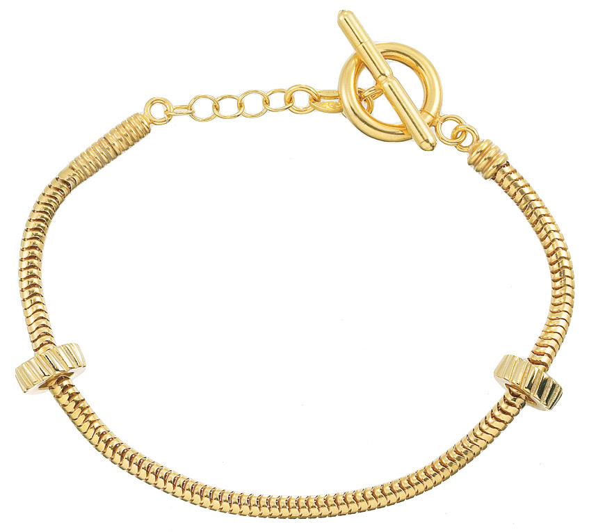 Snake Bracelet w/ Toggle, Gold-Plated, 8.0 in