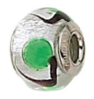 Murano Glass, Silver w/ Green Spot