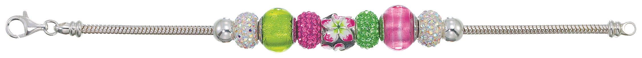 Color Theme Bracelet, Pink/Green Plumeria