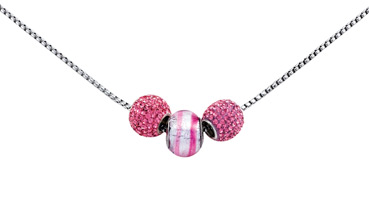 Trio Necklace, Pink Stripe