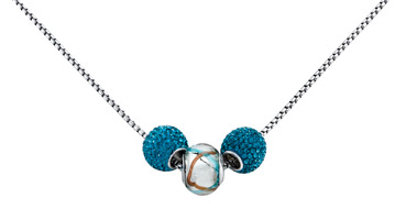 Trio Necklace, Blue Art Glass