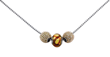 Trio Necklace, Red & Gold