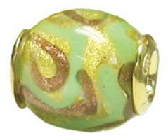 Murano Glass, Gold Plated, Green & Copper & Gold