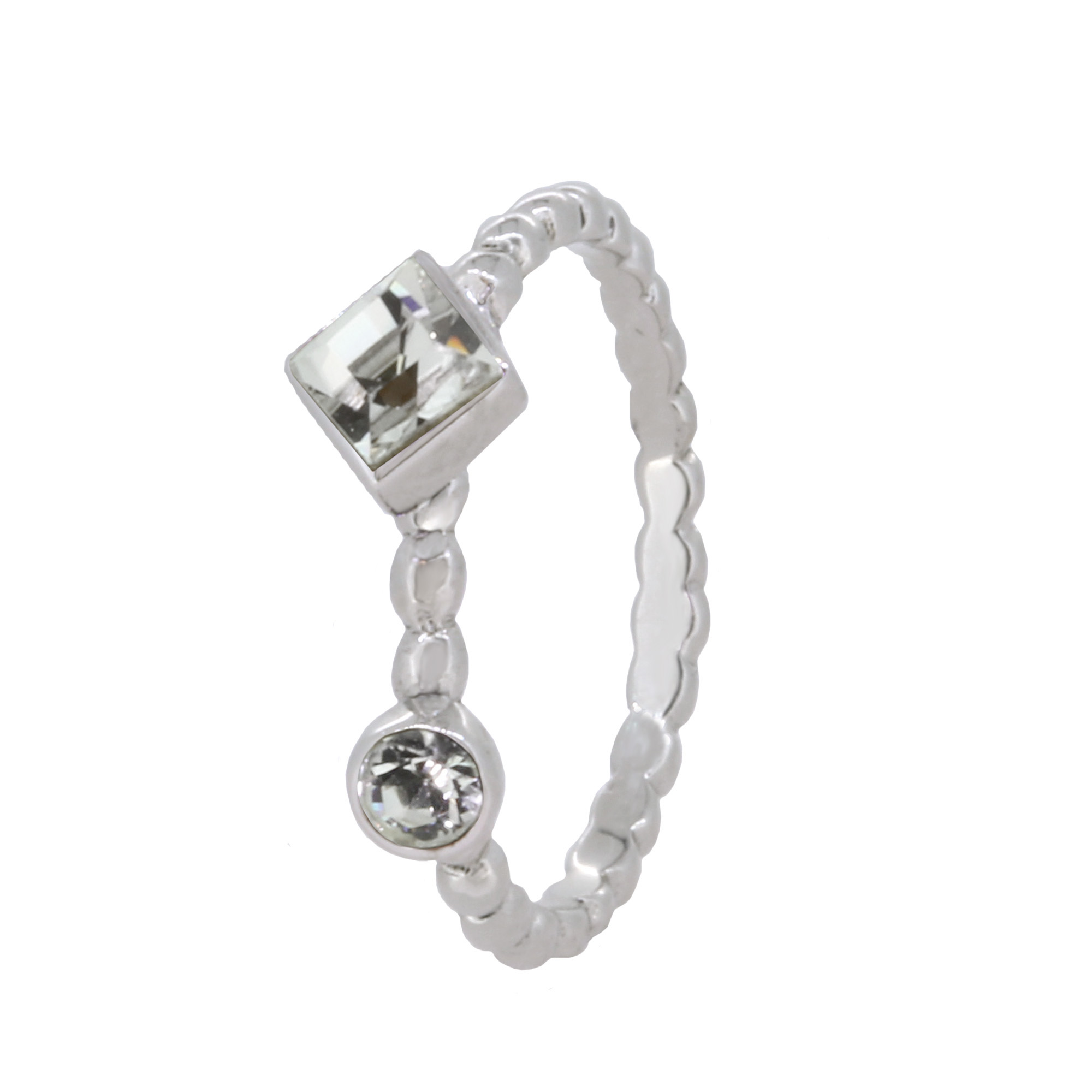 Stackable Ring, Square/Round Swarovski Crystals