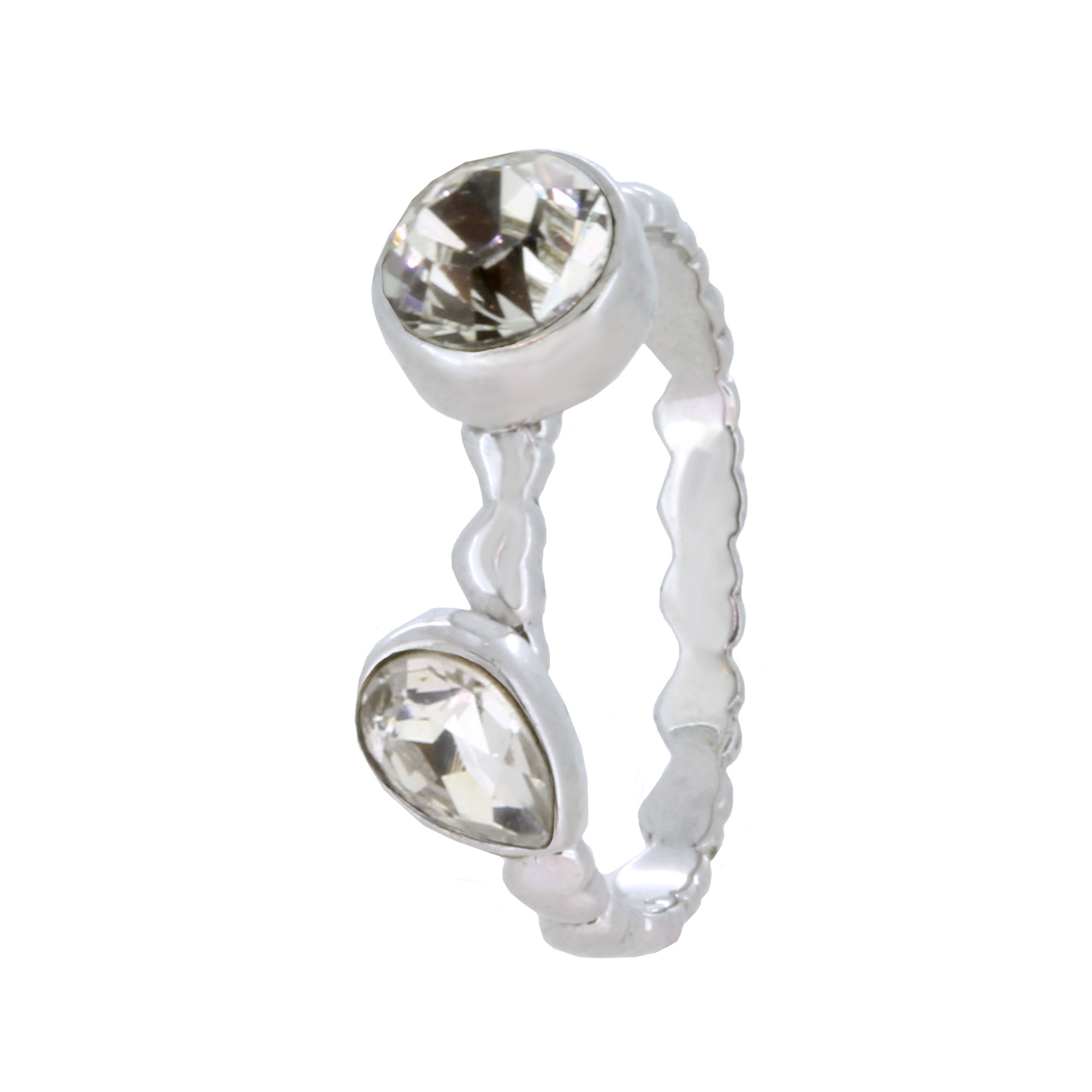 Stackable Ring, Pear/Round Swarovski Crystals