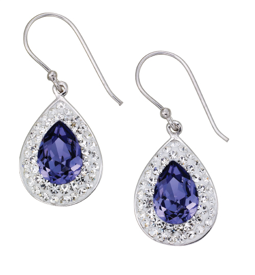 Sterling Silver Tanzanite Crystal Earrings