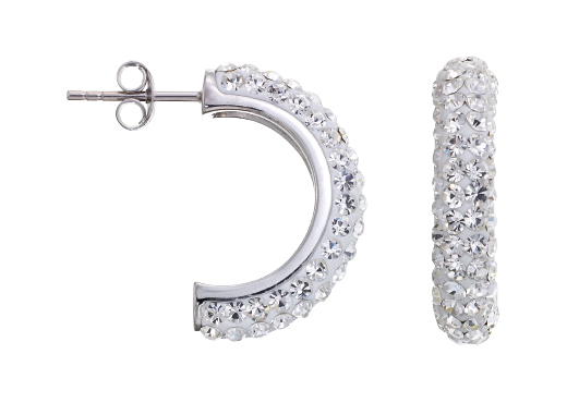 Sterling Silver Crystal "C" Earrings