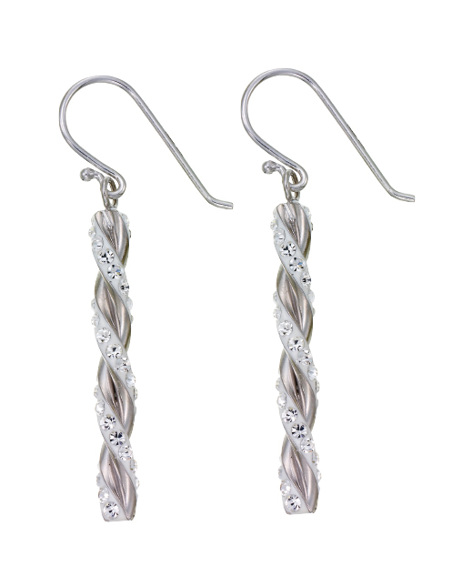 Sterling Silver Crystal Twist Earrings