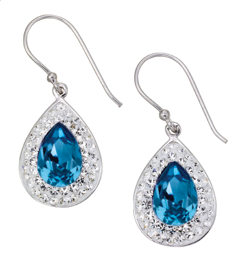 Sterling Silver Blue Topaz Crystal Earrings