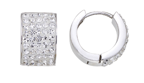 Sterling Silver White Crystal Hugger Earrings