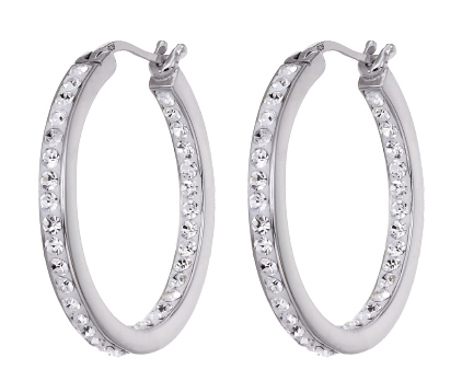 Sterling Silver Small Crystal Inside-Out Hoop Earrings