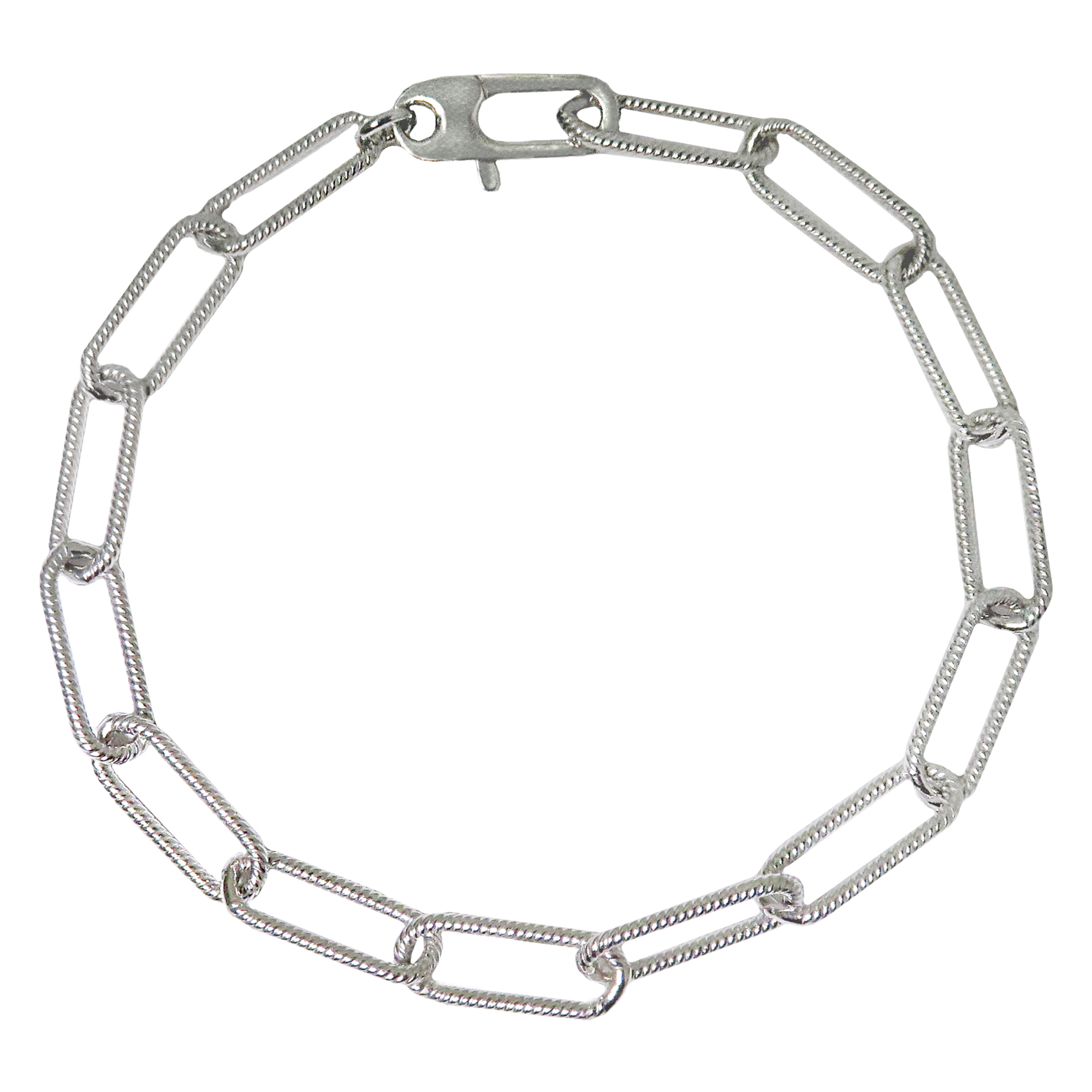 Textured Paperclip Link Charm Bracelet, 8"