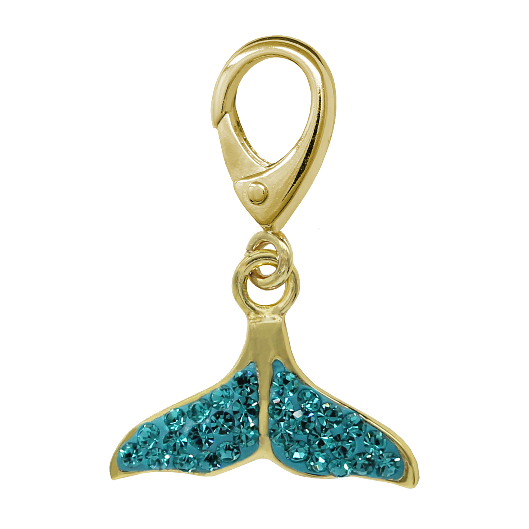 Whale Tail w/Crystals, 18K Gold over Sterling
