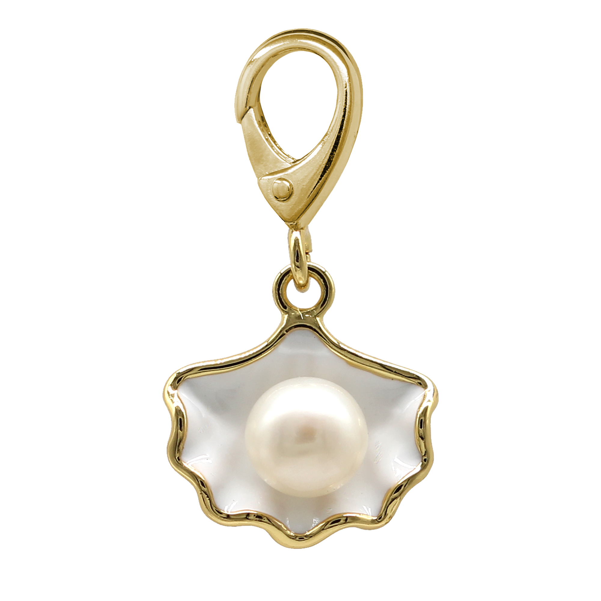 Oyster Seashell w/Pearl, 18K Gold over Sterling