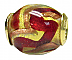 Murano Glass, Gold-Plated, Gold w/ Red & Copper Swirls, Olive