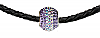 Braided Leather Choker w/Purple Crystal Bead, 13-15" Adj