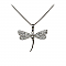 Sterling Silver Crystal Dragonfly Necklace, 16-18" Adj