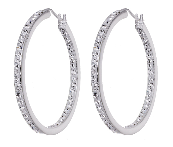 Sterling Silver Large Crystal Inside-Out Hoop Earrings