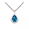 Sterling Silver Blue Topaz Crystal Necklace, 16-18" Adj