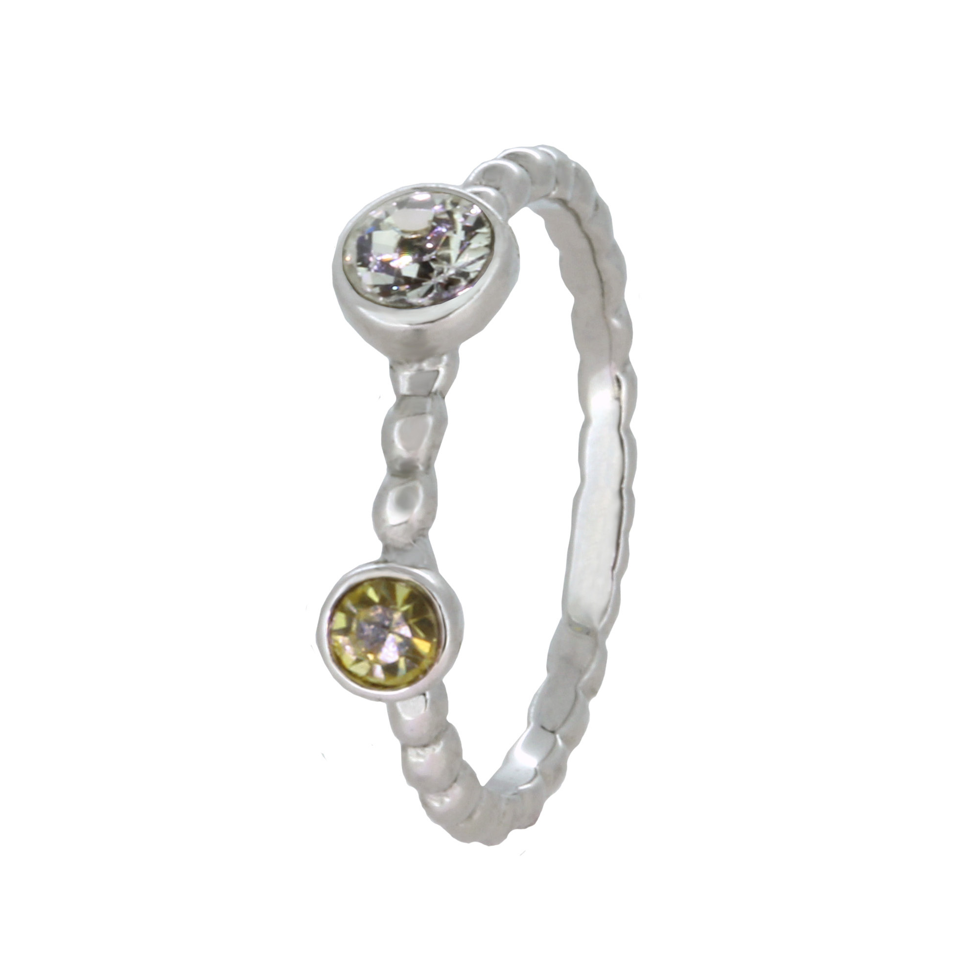 Stackable Ring, Crystal/Canary Swarovski Crystals