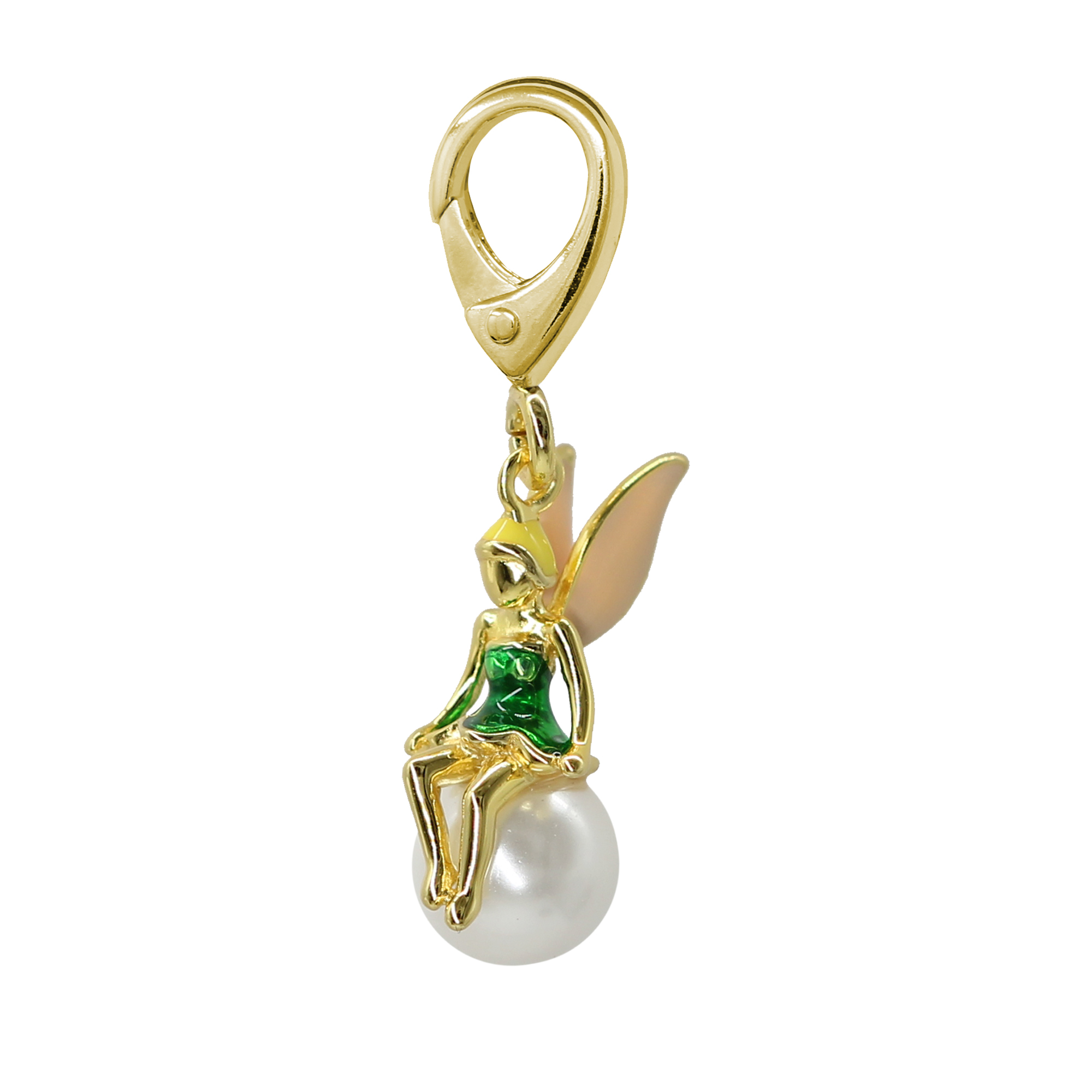 Tinkerbell Fairy w/Pearl, 18K Gold over Sterling
