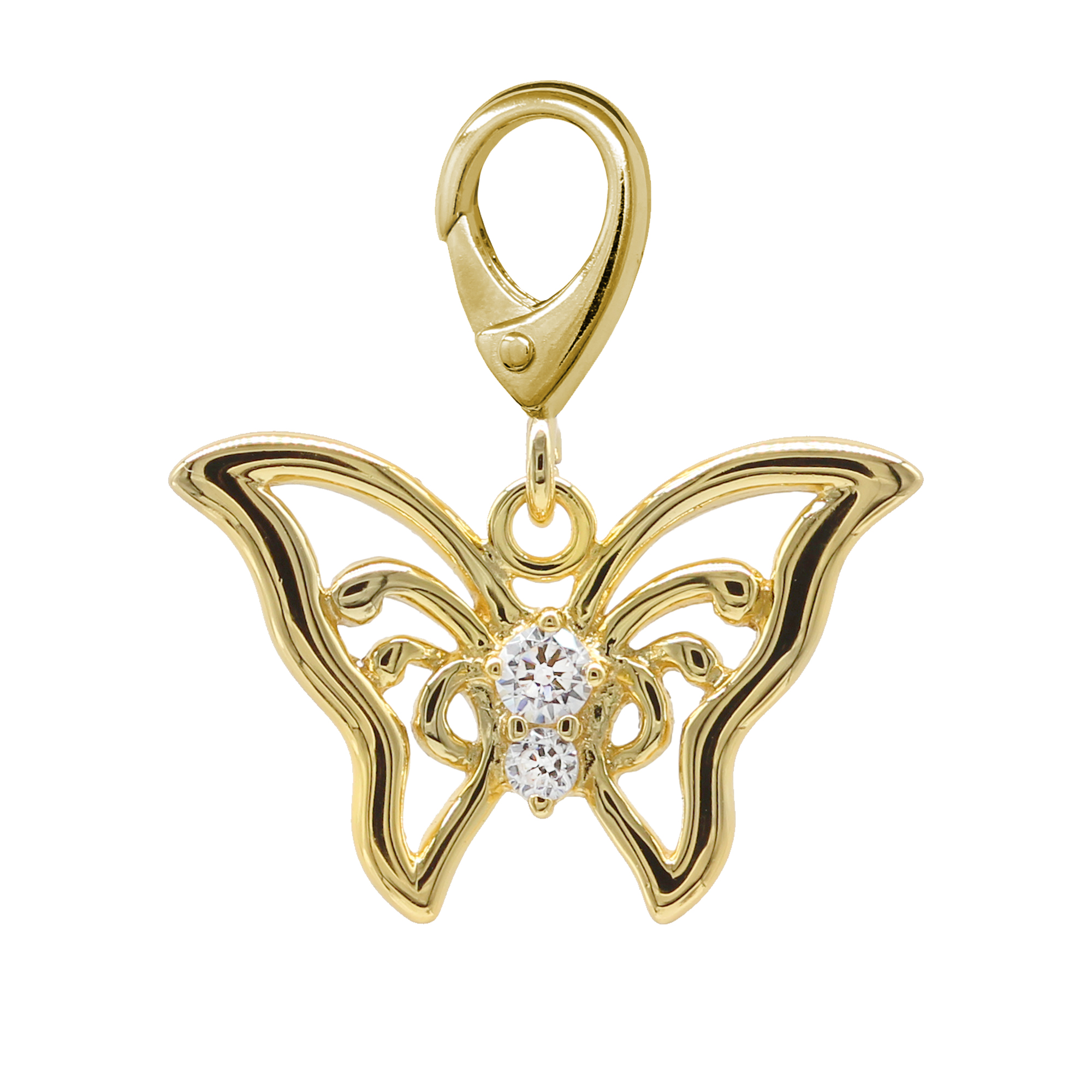 Butterfly w/CZs, 18K Gold over Sterling