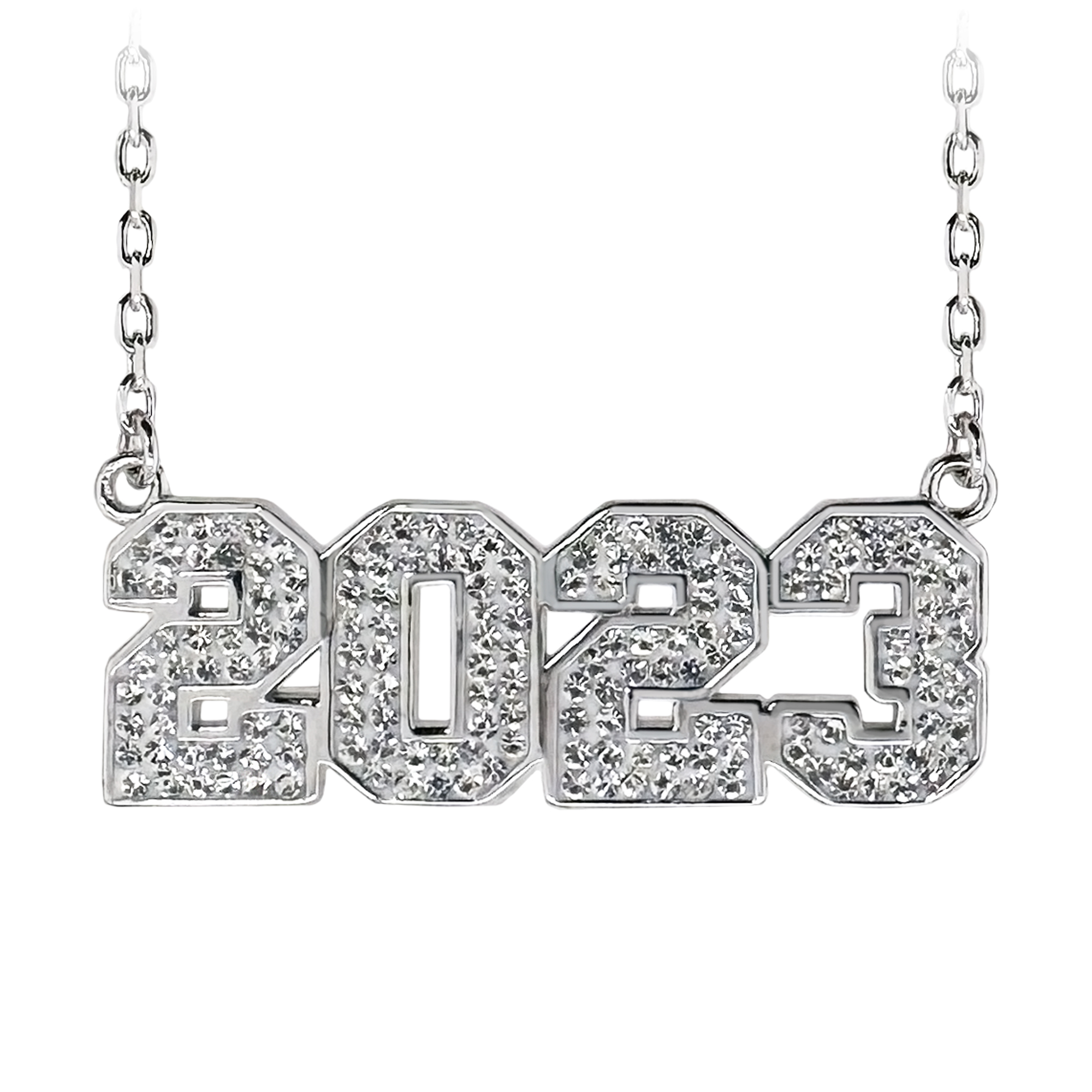 2023 Pave Crystal Sterling Silver Necklace, 16-18" Adj