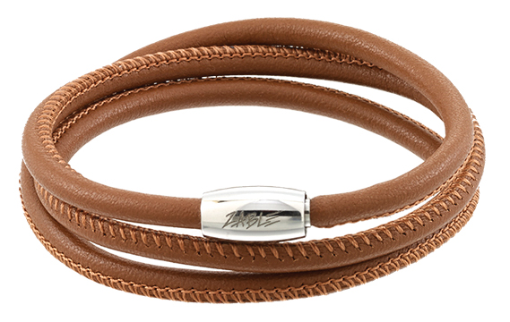Leather Triple Wrap Bracelet, Chocolate 7.5"