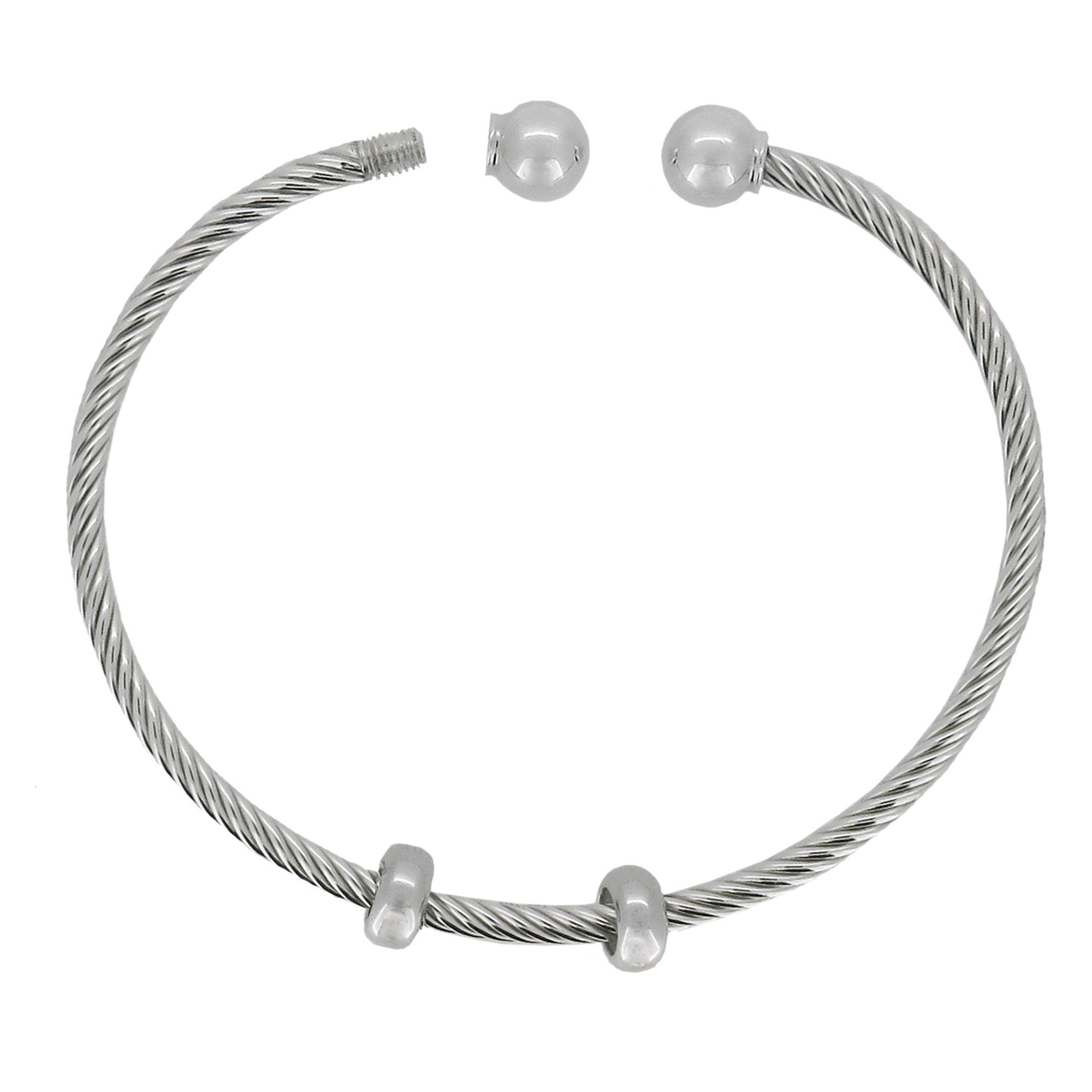 Cable Bangle w/Threaded End Bead & Spacers