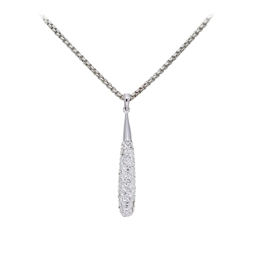 Sterling Silver Crystal Drop Necklace, 16-18" Adj