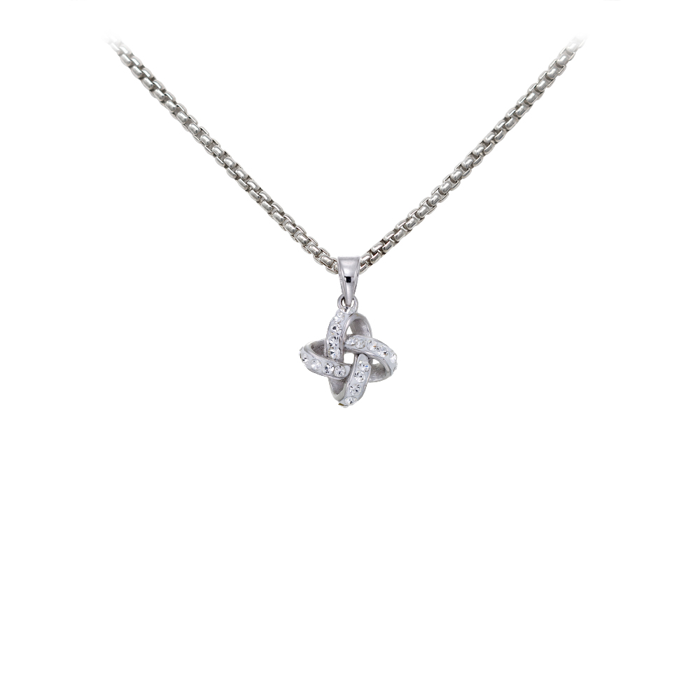 Sterling Silver Crystal Love Knot Necklace, 16-18" Adj