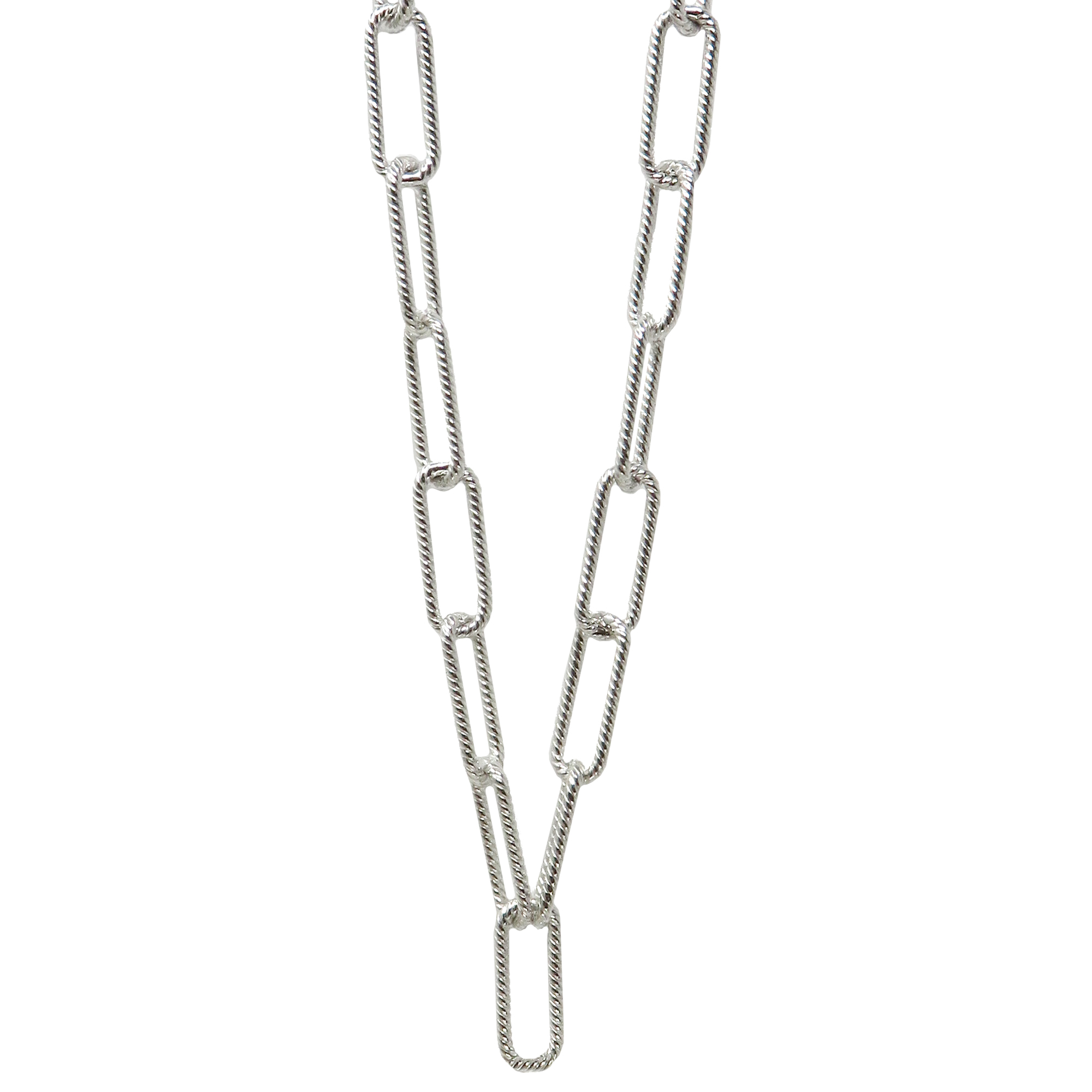 Textured Paperclip Link Charm Necklace, 22"